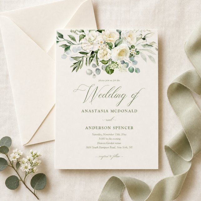 Moderne Botanische Grün-Hochzeit Einladung (Von Creator hochgeladen)