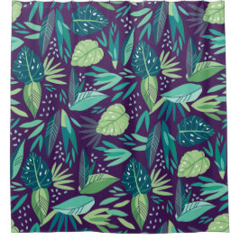 Moderne botanische grüne Blätter Nahtloses Muster Duschvorhang