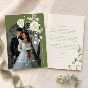 Moderne Botanische Grüne Hochzeit Dankeskarte