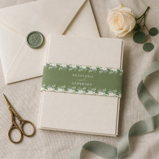 Moderne Botanische Grüne Hochzeit Einladungsbanderole