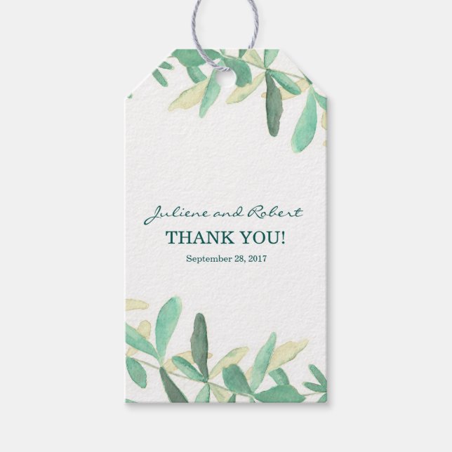 Moderne botanische Grüne Hochzeit Vielen Dank Geschenkanhänger (Vorderseite)