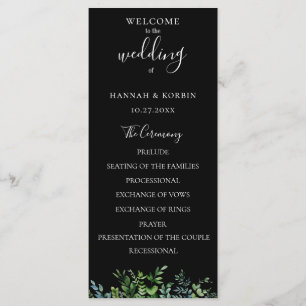 Moderne botanische Grünpflanzen-Hochzeit Programm