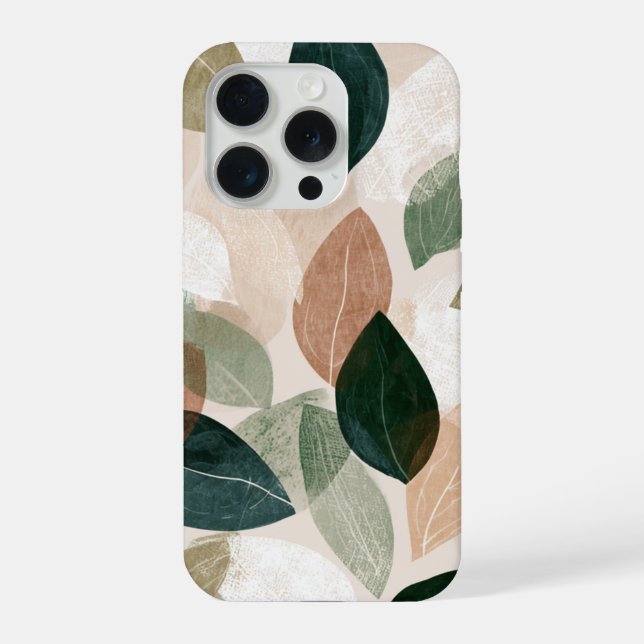 Moderne botanische Handyhülle mit Blattmuster – Er iPhone Hülle (Rückseite)