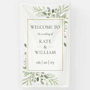 Moderne Botanische Hochzeits-Willkommensschild Banner