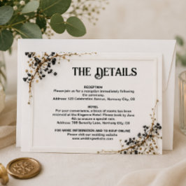 Moderne botanische Hochzeitsdetails Einlagekarte RSVP Karte