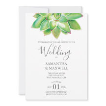 Moderne botanische Hochzeitseinladung Sukkulent