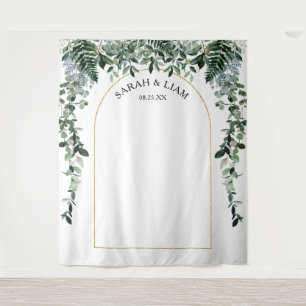 Moderne botanische Hochzeitsfotobox-Hintergrund mi Wandteppich