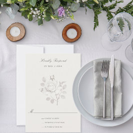 Moderne botanische Hochzeitsrose RSVP Karte