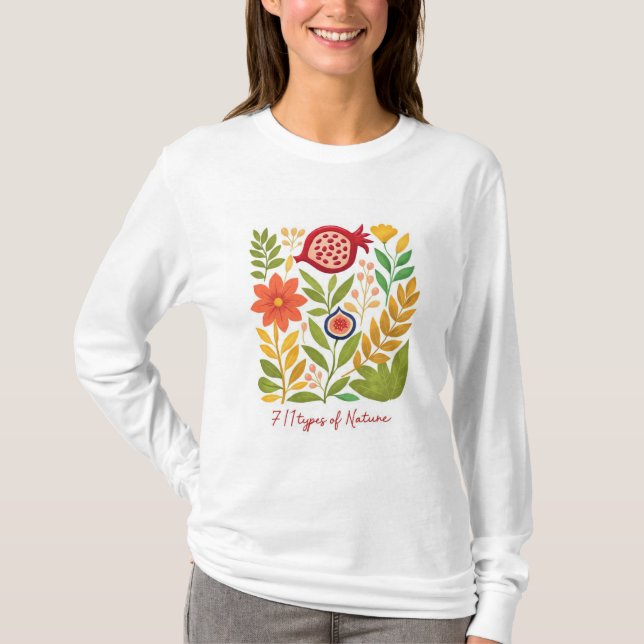 Moderne botanische Illustration T-Shirt (Vorderseite)
