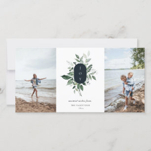 Moderne botanische Joy Foto Holiday Card Feiertagskarte