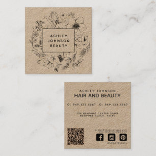 Moderne botanische Kraft und schwarze Flora Quadratische Visitenkarte