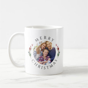 Moderne botanische Kranz Foto Weihnachten Kaffeetasse
