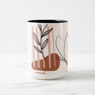 Moderne Botanische Kunst Druck, Zweifarbige Tasse