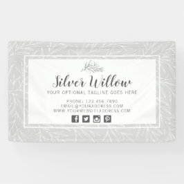 Moderne Botanische Leaf-Branchen Silver Minimalist Banner