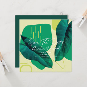 Moderne botanische Leaf Collage Save the Date Karte