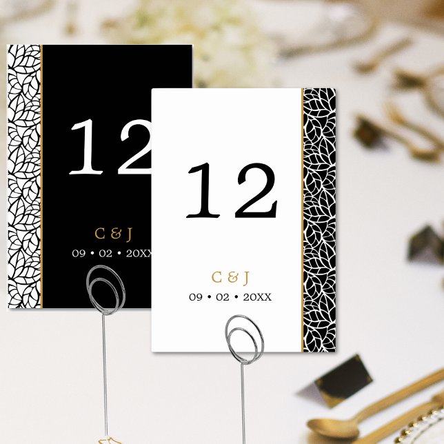 Moderne botanische Leaf-Muster-Grenze Tischnummer (Modern Botanical Leaf Pattern Border Table Number)