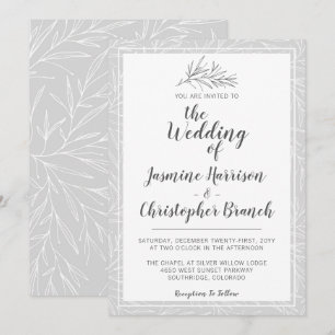 Moderne botanische Leaf Silver Wedding Einladung