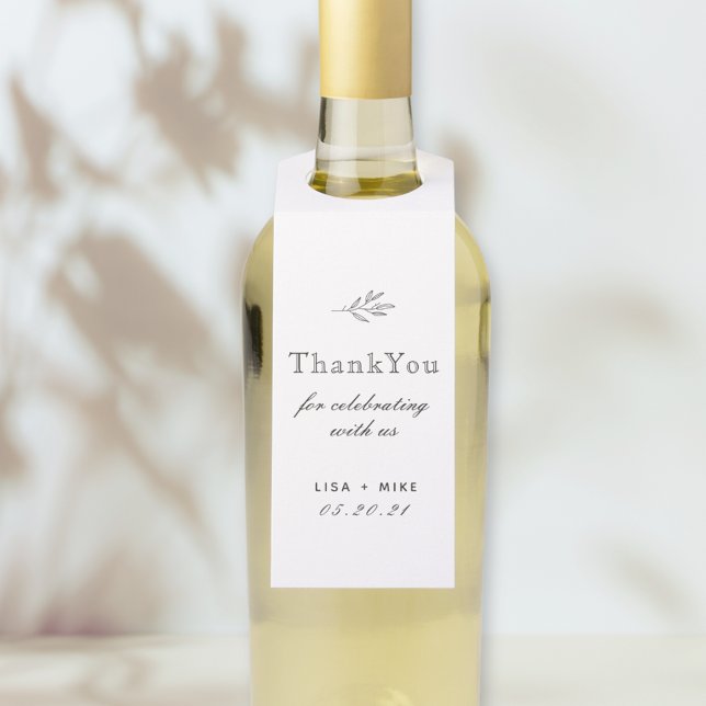 Moderne botanische Linie Kunst Gastgeschenk Hochze Flaschenanhänger (Von Creator hochgeladen)