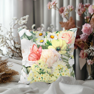 Moderne botanische Lush-Floral Muster Seite Grün Kissen