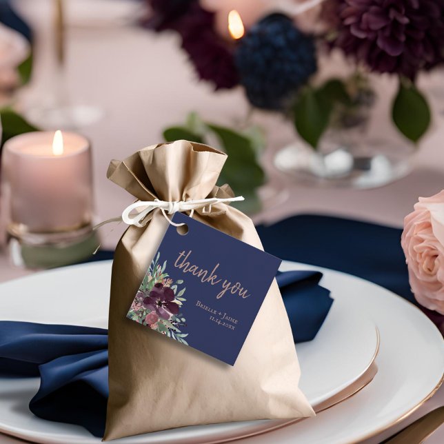 Moderne Botanische Marine Rose Gold Hochzeit Viele Geschenkanhänger (Von Creator hochgeladen)