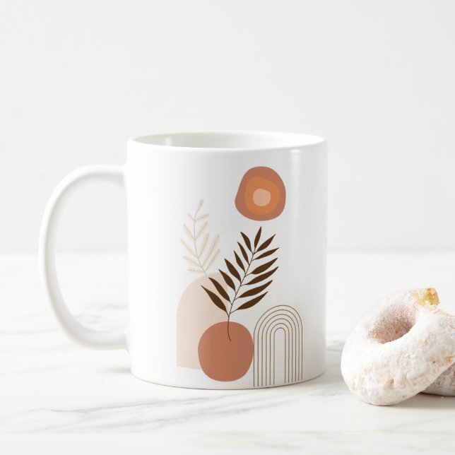 Moderne botanische Morgenröte | Positive Vibes  Kaffeetasse (Mit Donut)
