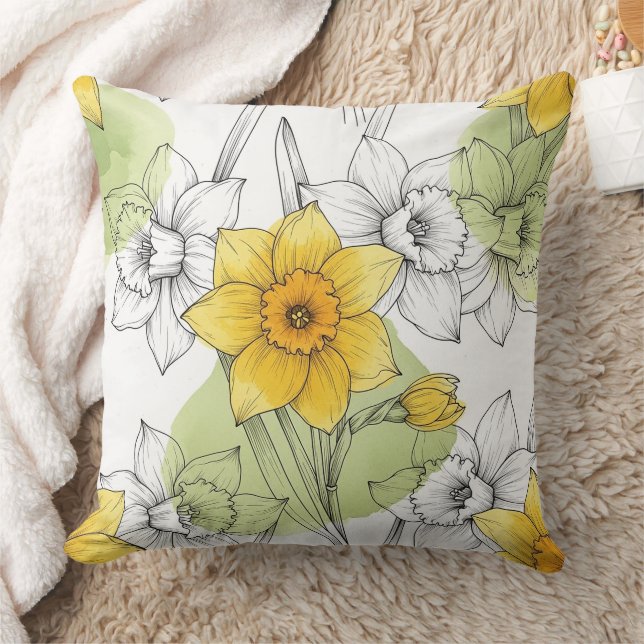 Moderne botanische Narzissen-Muster (1) Kissen (Decke)