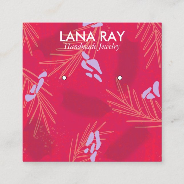 Moderne botanische Ohrring-Anzeige Quadratische Visitenkarte (Vorderseite)