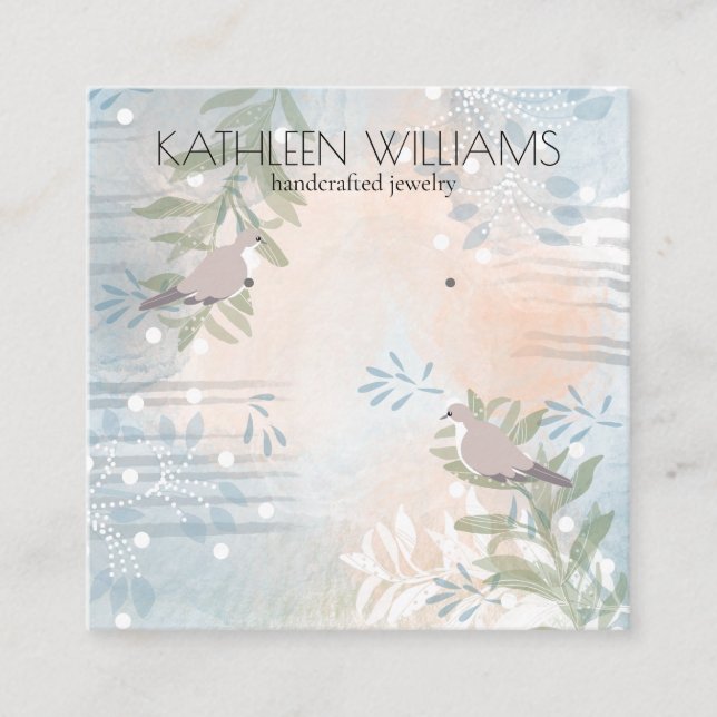 Moderne botanische Ohrring-Grafikkarte Quadratische Visitenkarte (Vorderseite)
