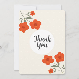 Moderne botanische orangefarbene florale Dankeskar Einladung