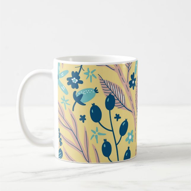 Moderne botanische Pflanzen und Blumen Kaffeetasse (Links)