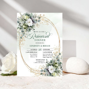 Moderne botanische Probe-Dinnerparty Grün und Gold Einladung