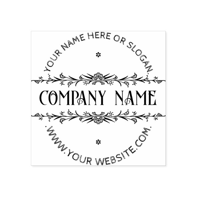 MODERNE BOTANISCHE RAHMEN|Personalisierte Firmenlo Gummistempel (Prägung)