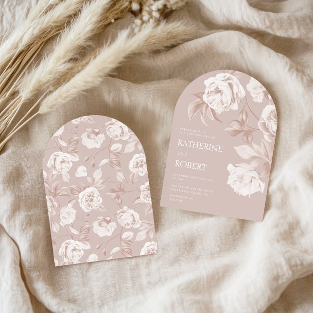 Moderne botanische Rose Einladung (Von Creator hochgeladen)