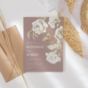 Moderne botanische Rose Einladung