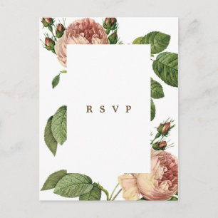 moderne botanische Rose Hochzeit rsvp Postkarte
