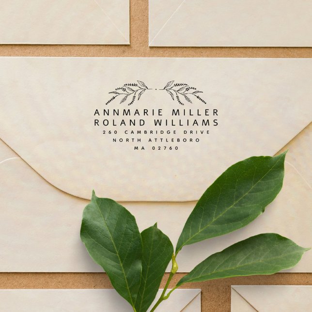 Moderne botanische Rücksendeadresse mit zwei Nachn Permastempel (Von Creator hochgeladen)