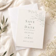 Moderne Botanische Save-the-Date-Karte im Salbeigr