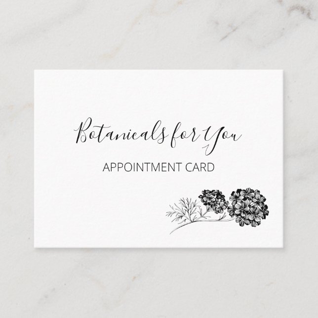 Moderne botanische Schrift und Gezeichnet Blume Visitenkarte (Vorderseite)
