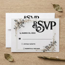 Moderne Botanische Schwarz-Weiß-Hochzeits-RSVP RSVP Karte