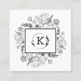 Moderne botanische Schwarz-weiße Visitenkarte