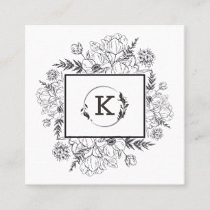 Moderne botanische Schwarz-weiße Visitenkarte
