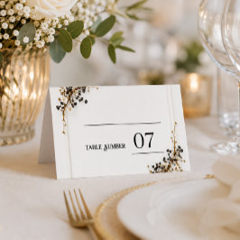 Moderne botanische schwarze und weiße Hochzeitspla Platzkarte