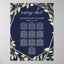 Moderne botanische Silber-Seekarte Poster