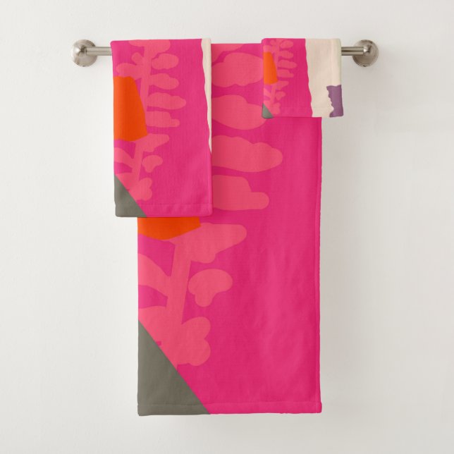 Moderne botanische Silhouette - Kunstblöcke Badhandtuch Set (Insitu)