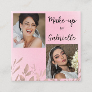 Moderne botanische Soft-Pink-Boho-Fotoschrift  Quadratische Visitenkarte