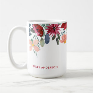 Moderne Botanische Trendige Monogrammierte Blattde Kaffeetasse