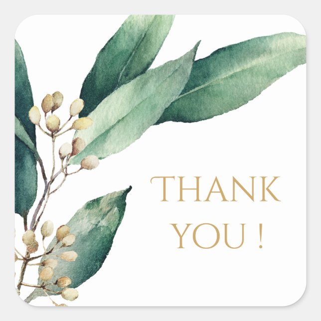 Moderne botanische Vegetation rustikale Gastgesche Quadratischer Aufkleber (Vorderseite)