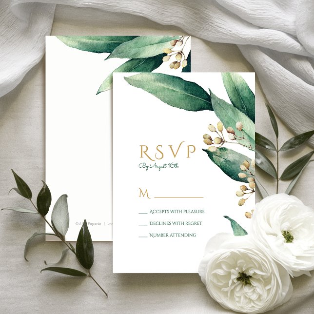 Moderne botanische Vegetation rustikale Hochzeit R RSVP Karte (Modern botanical greenery rustic wedding RSVP)