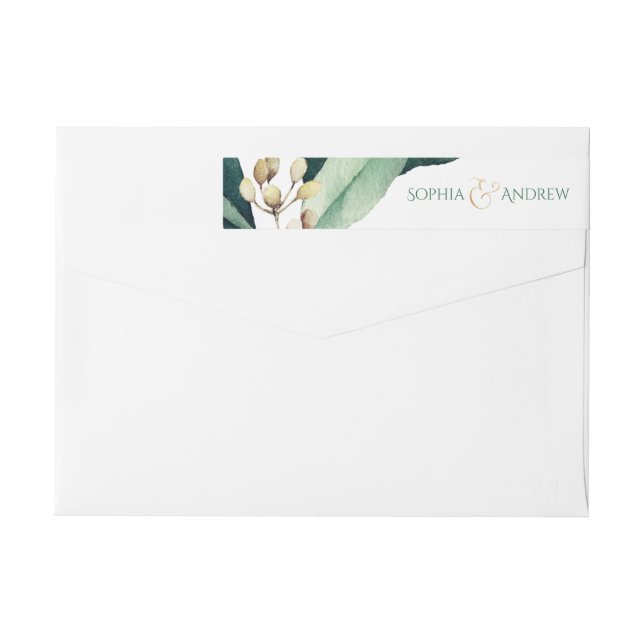 Moderne botanische Vegetation rustikale Hochzeitsm (Rückseite)