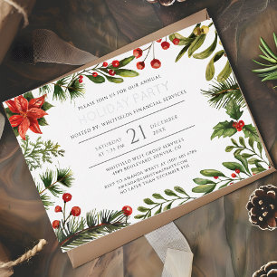 Moderne botanische Weihnachtsfeier Silber Folieneinladung